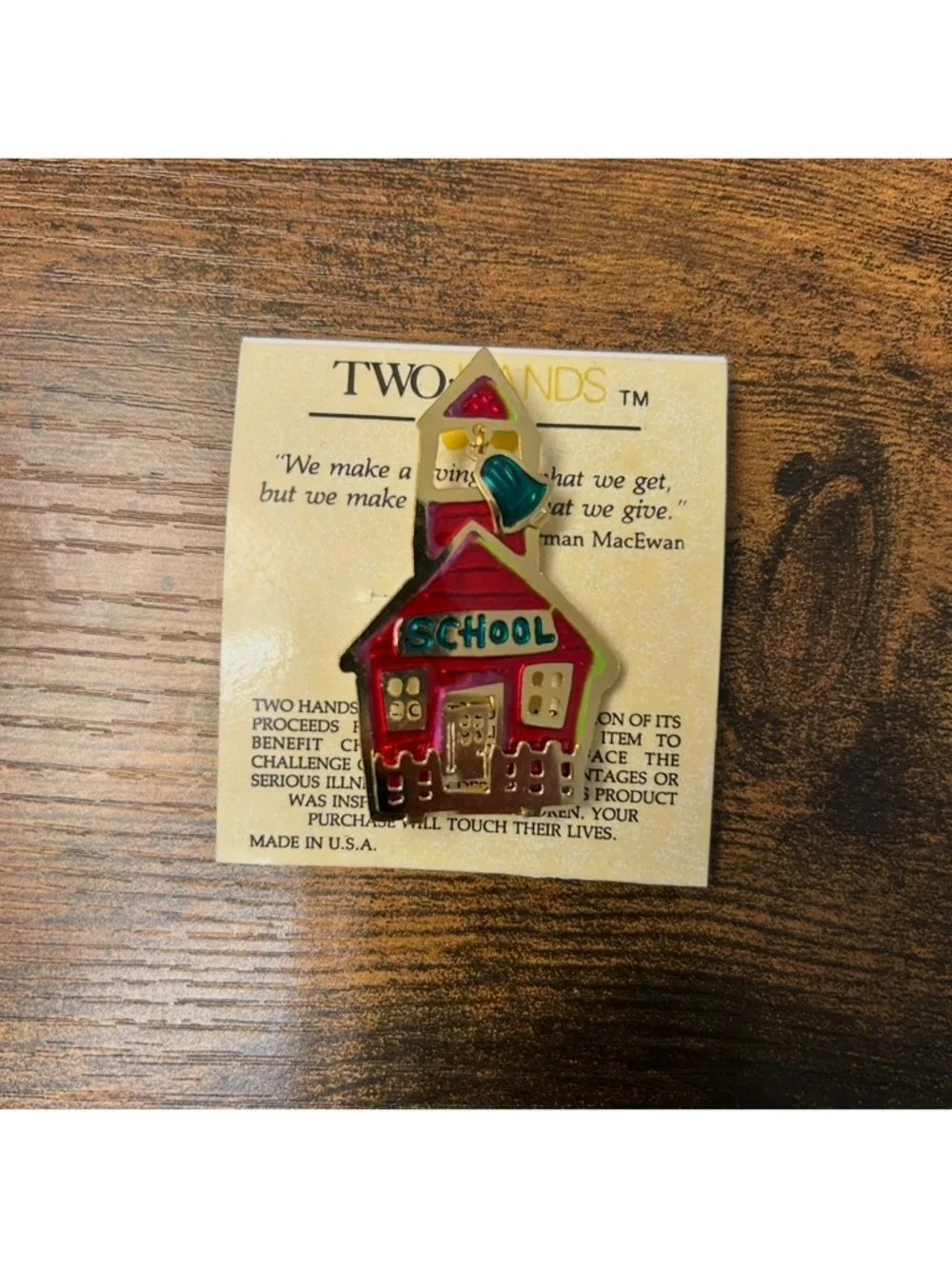 Two Hands School Earrings Brooch Set Teacher Jewelry Red Schoolhouse Pin